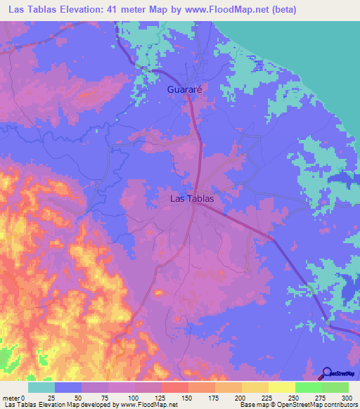 Elevation of Las Tablas,Panama Elevation Map, Topography, Contour