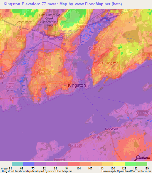 Elevation of Kingston,Canada Elevation Map, Topography, Contour