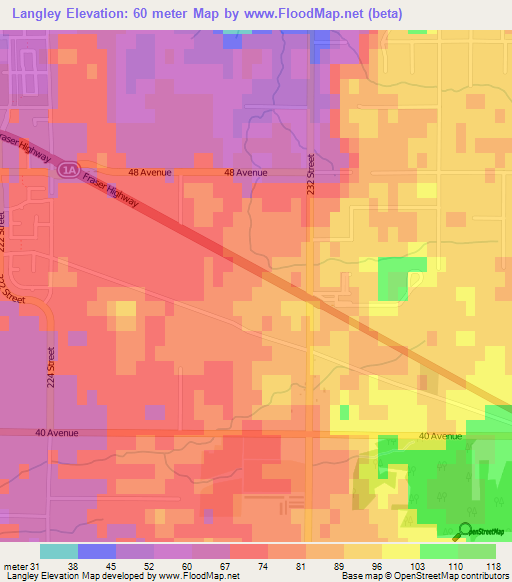 Elevation of Langley,Canada Elevation Map, Topography, Contour
