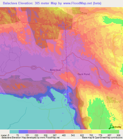 Elevation of Balaclava,Jamaica Elevation Map, Topography, Contour