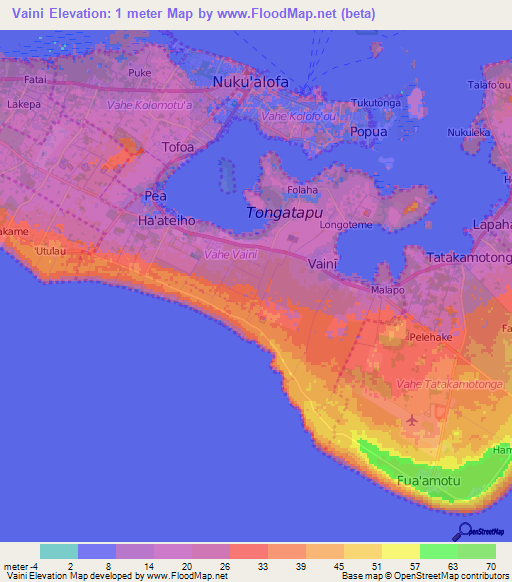 Elevation of Vaini,Tonga Elevation Map, Topography, Contour
