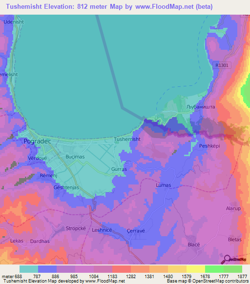 Elevation Of Tushemisht Albania Elevation Map Topography Contour