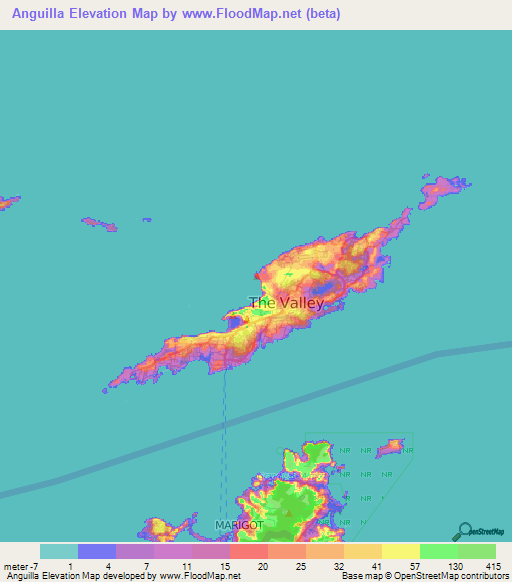 Anguilla Elevation Map