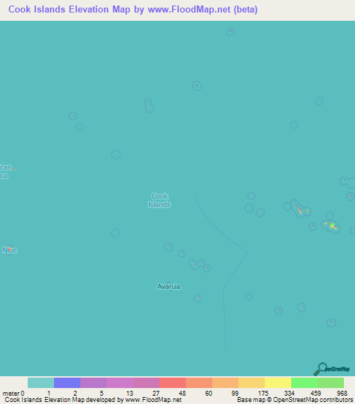 Cook Islands Elevation Map