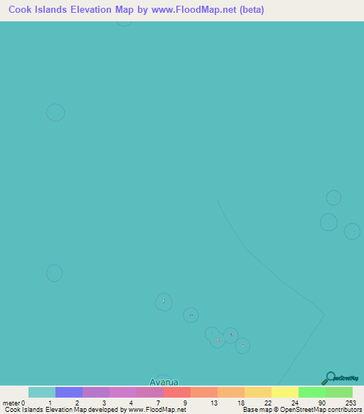 Cook Islands Elevation Map