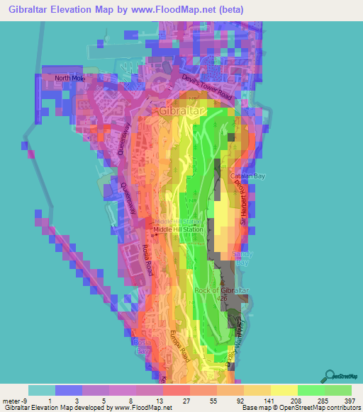 Gibraltar Elevation Map