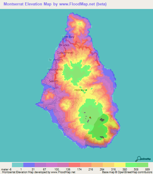 Montserrat Elevation Map