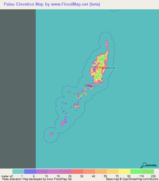 Palau Elevation Map