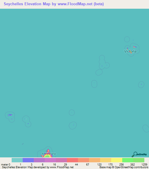 Seychelles Elevation Map