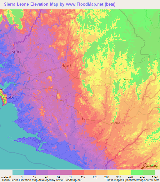 Sierra Leone Elevation Map