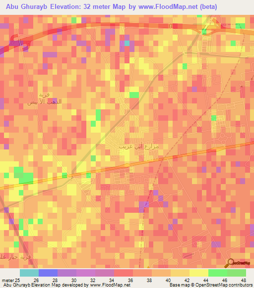 Abu Ghurayb,Iraq Elevation Map