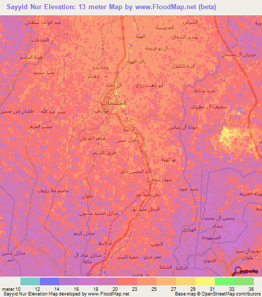 Sayyid Nur,Iraq Elevation Map