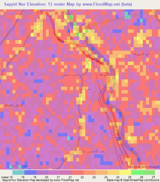 Sayyid Nur,Iraq Elevation Map