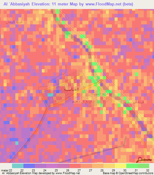 Al `Abbasiyah,Iraq Elevation Map