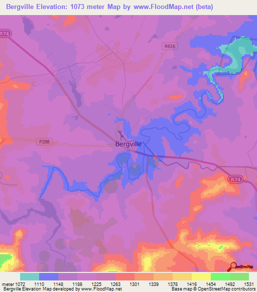 Bergville,South Africa Elevation Map