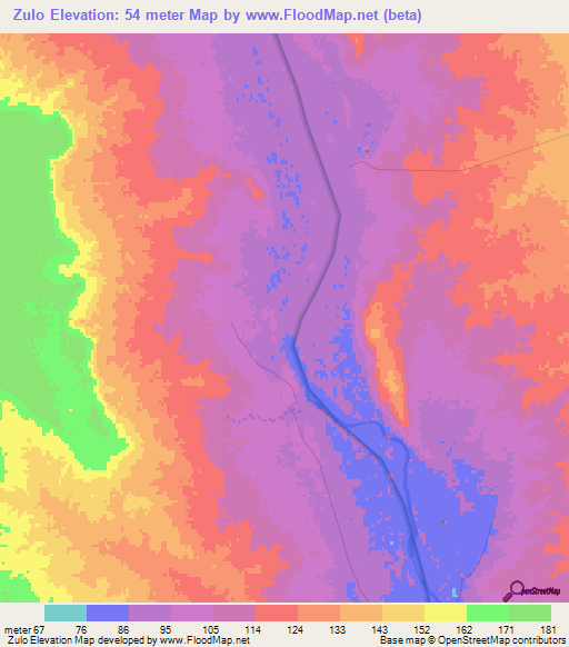 Zulo,Mozambique Elevation Map