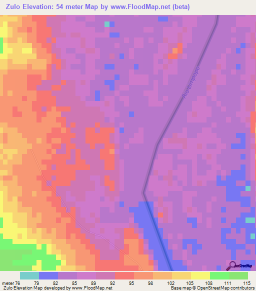 Zulo,Mozambique Elevation Map