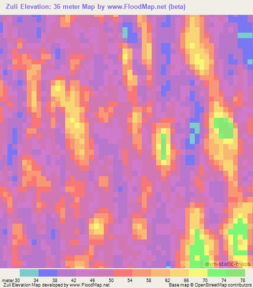 Zuli,Mozambique Elevation Map