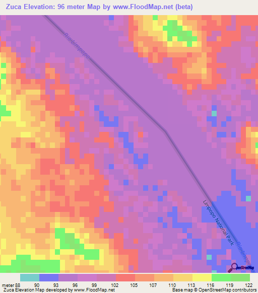 Zuca,Mozambique Elevation Map