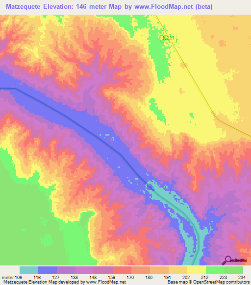 Matzequete,Mozambique Elevation Map