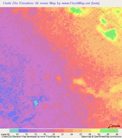 Chefe Zilo,Mozambique Elevation Map