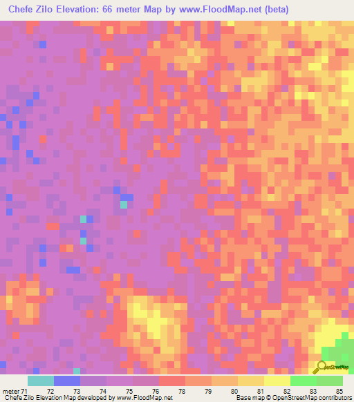 Chefe Zilo,Mozambique Elevation Map