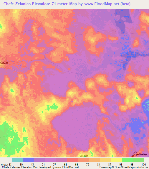 Chefe Zefanias,Mozambique Elevation Map