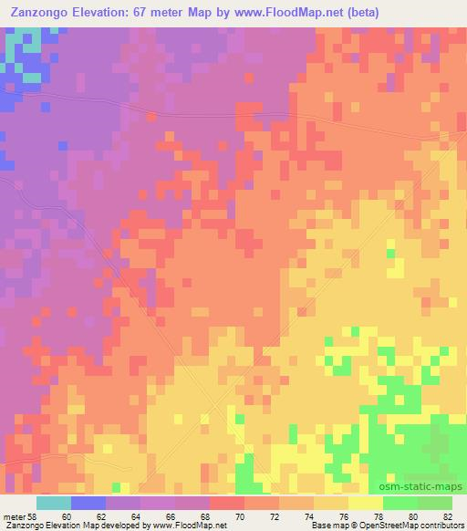 Zanzongo,Mozambique Elevation Map