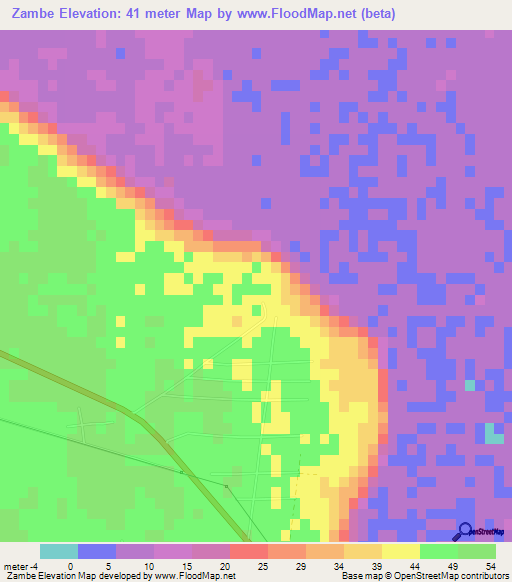 Zambe,Mozambique Elevation Map