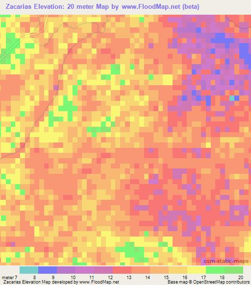 Zacarias,Mozambique Elevation Map