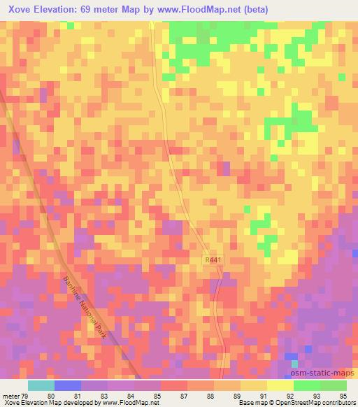 Xove,Mozambique Elevation Map