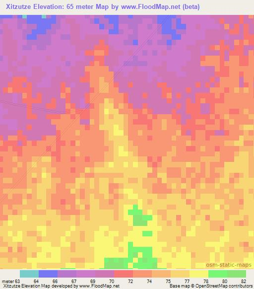 Xitzutze,Mozambique Elevation Map