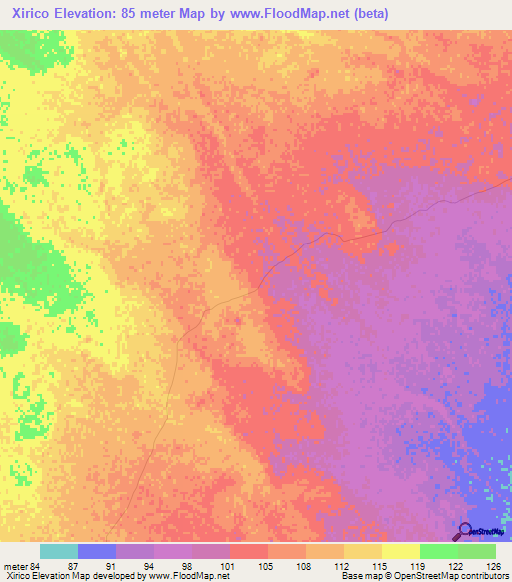 Xirico,Mozambique Elevation Map