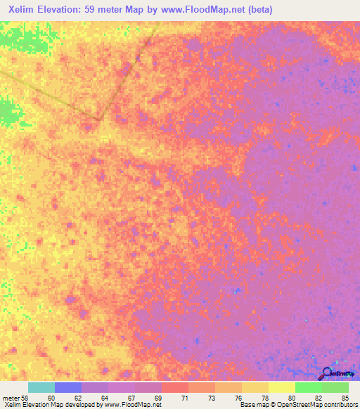 Xelim,Mozambique Elevation Map