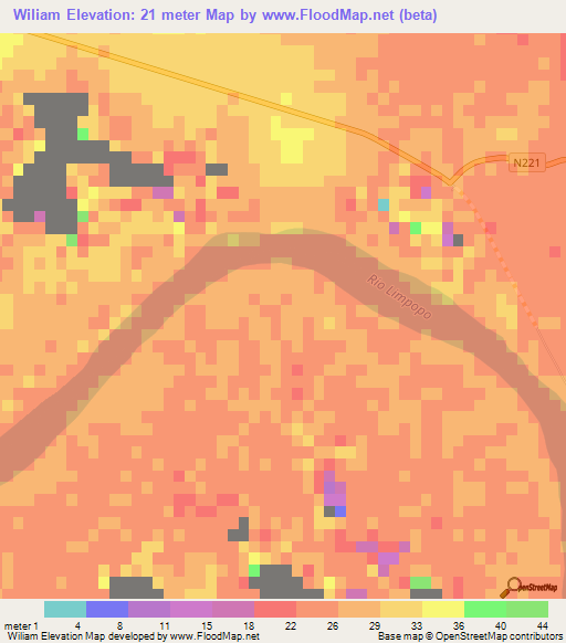 Wiliam,Mozambique Elevation Map