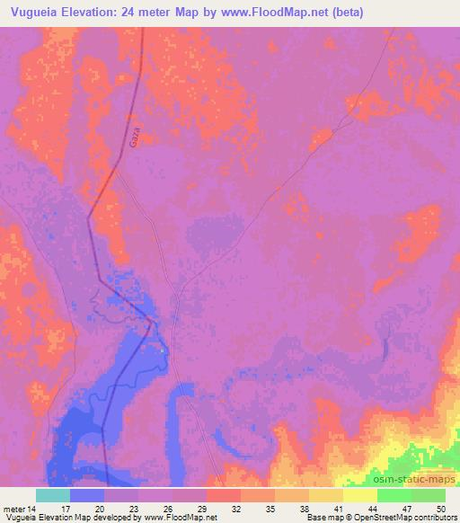 Vugueia,Mozambique Elevation Map