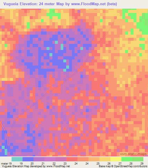 Vugueia,Mozambique Elevation Map