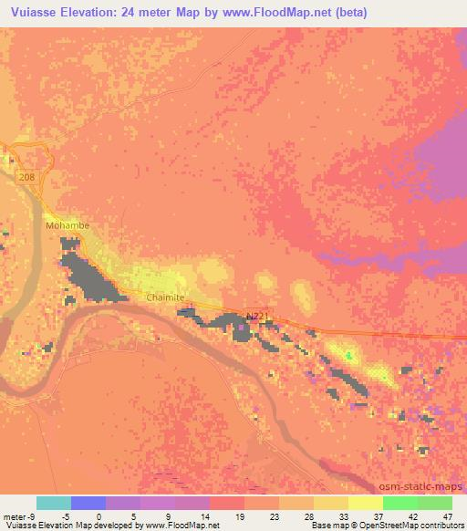 Vuiasse,Mozambique Elevation Map