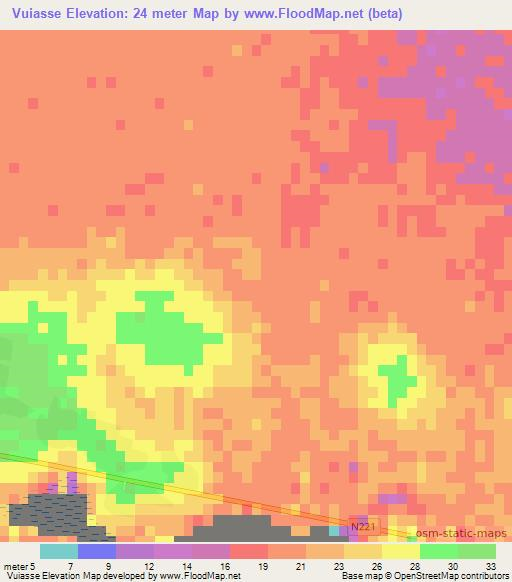 Vuiasse,Mozambique Elevation Map