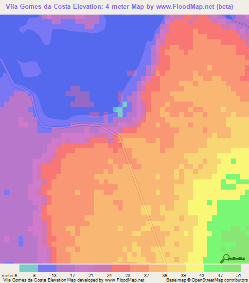 Vila Gomes da Costa,Mozambique Elevation Map