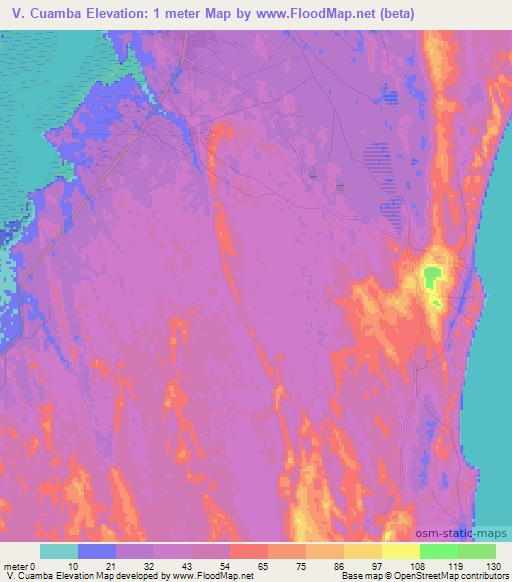 V. Cuamba,Mozambique Elevation Map