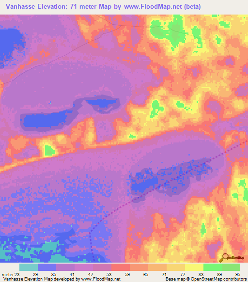 Vanhasse,Mozambique Elevation Map