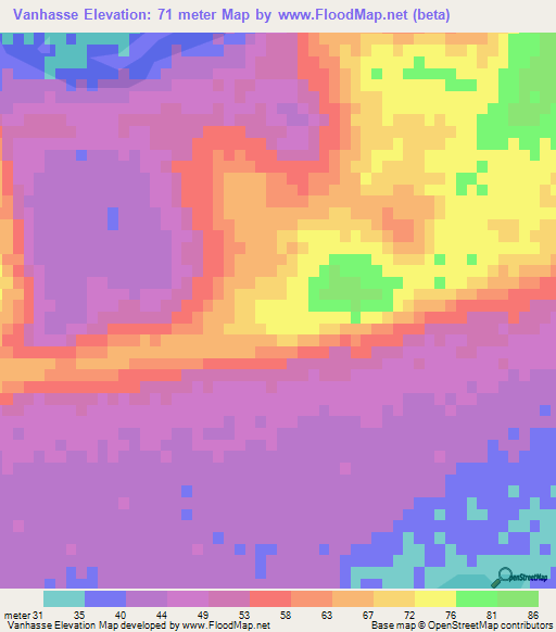 Vanhasse,Mozambique Elevation Map