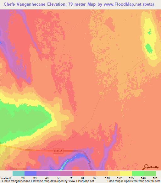 Chefe Vanganhecane,Mozambique Elevation Map