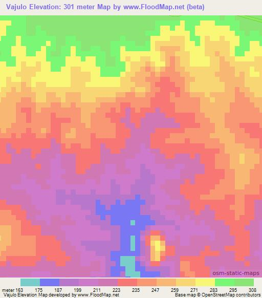 Vajulo,Mozambique Elevation Map