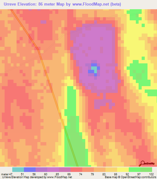 Urreve,Mozambique Elevation Map