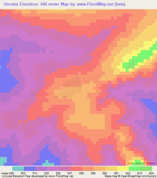 Uncuba,Mozambique Elevation Map