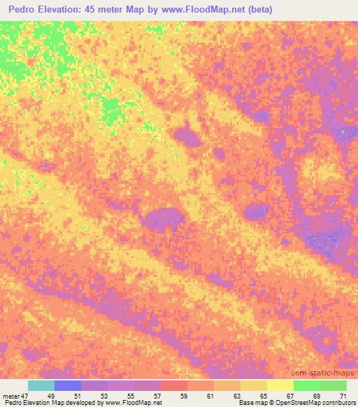 Pedro,Mozambique Elevation Map