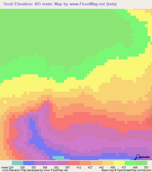 Ucoti,Mozambique Elevation Map