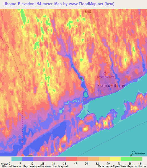 Ubomo,Mozambique Elevation Map